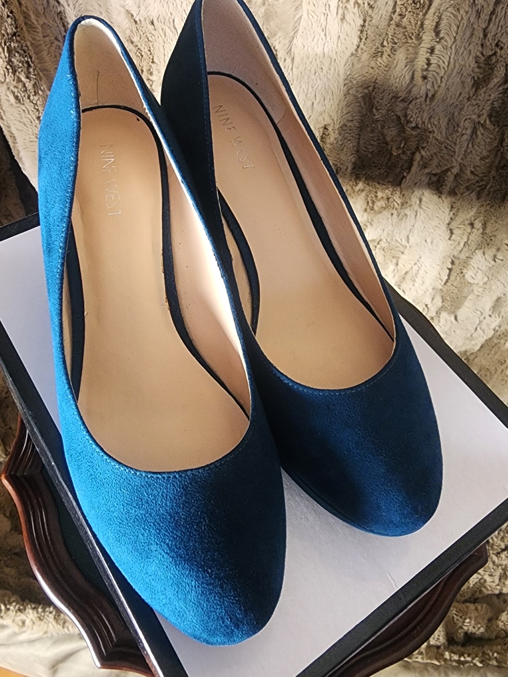 Nine West Teal Suede Rounded Toe Flats